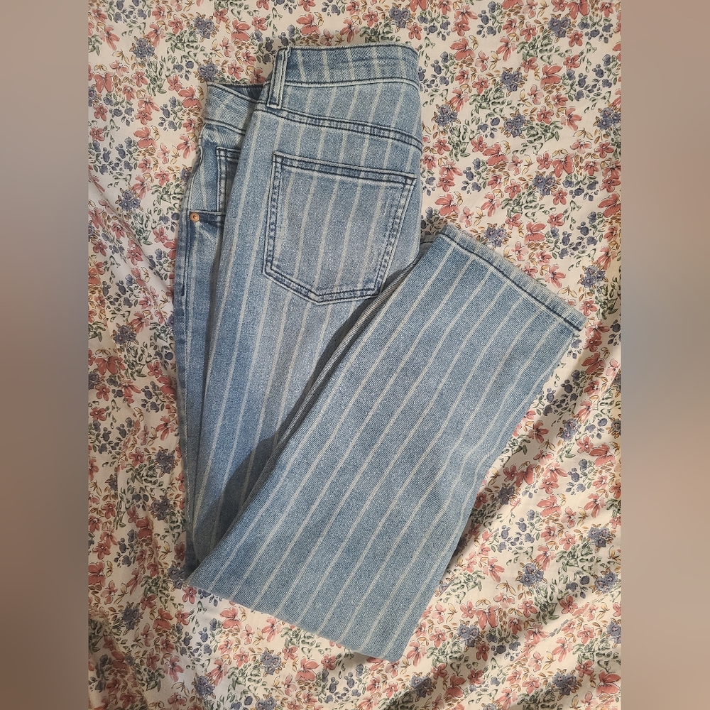 Striped Light Blue Mom Jeans